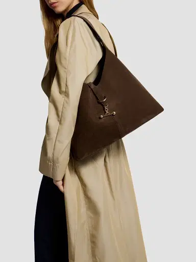 Strathberry Women's Kite Suede Hobo Bag - Dark Chocolate | Thumbnail 3 Strathberry Women's Kite Suede Hobo Bag - Dark Chocolate | Thumbnail 3
