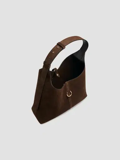 Strathberry Women's Kite Suede Hobo Bag - Dark Chocolate | Thumbnail 4 Strathberry Women's Kite Suede Hobo Bag - Dark Chocolate | Thumbnail 4