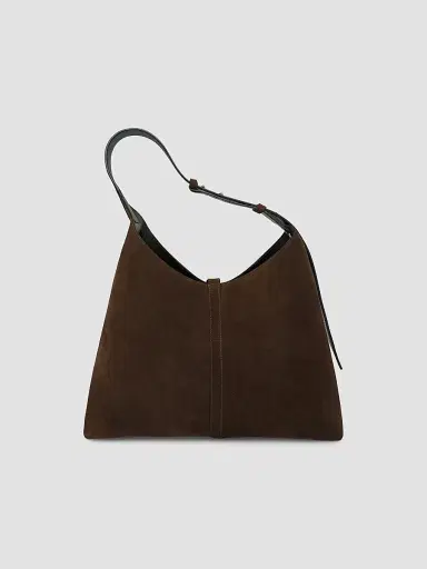 Strathberry Women's Kite Suede Hobo Bag - Dark Chocolate | Thumbnail 6 Strathberry Women's Kite Suede Hobo Bag - Dark Chocolate | Thumbnail 6