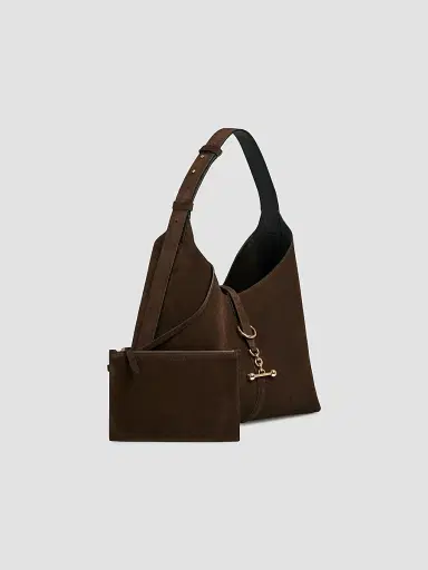 Strathberry Women's Kite Suede Hobo Bag - Dark Chocolate | Thumbnail 7 Strathberry Women's Kite Suede Hobo Bag - Dark Chocolate | Thumbnail 7