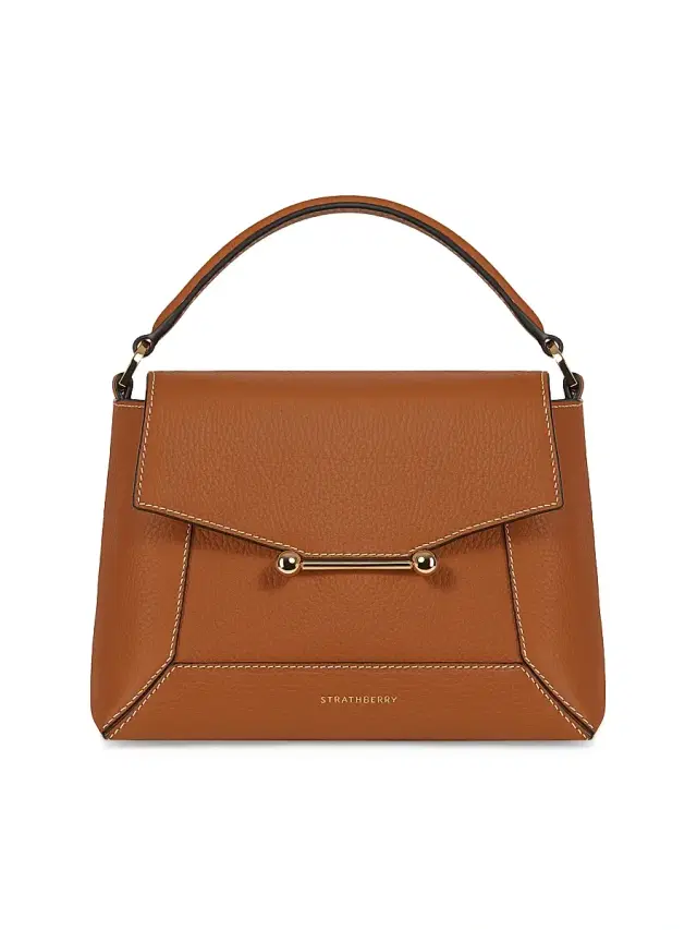 Women's Mosaic Grain Leather Top Handle Bag - Tan Women's Mosaic Grain Leather Top Handle Bag - Tan