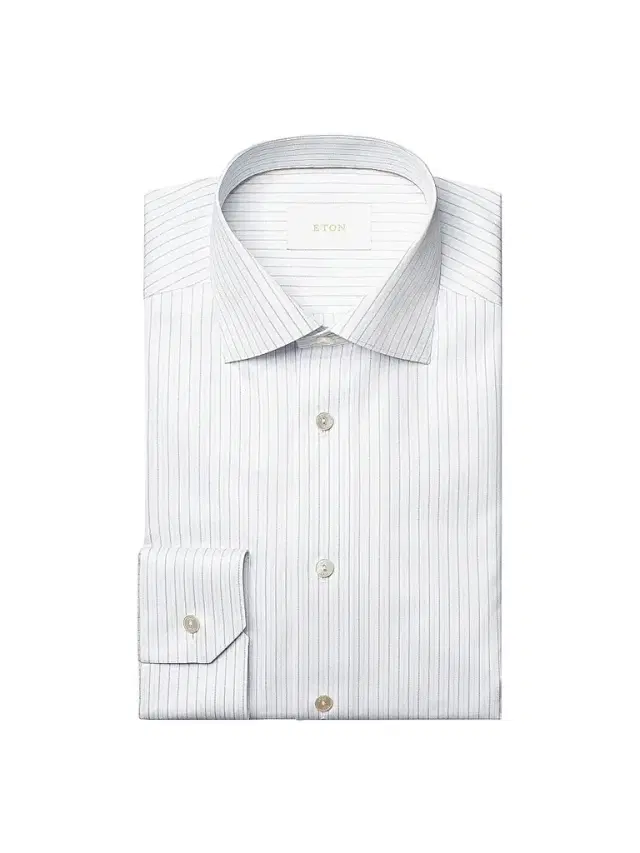 Men's Contemporary-Fit Elevated Stripe Cotton Shirt - Light Blue - Size 17.5 Men's Contemporary-Fit Elevated Stripe Cotton Shirt - Light Blue - Size 17.5