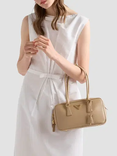 Prada Women's Saffiano Leather Top Handle Bag - Beige | Thumbnail 2 Prada Women's Saffiano Leather Top Handle Bag - Beige | Thumbnail 2