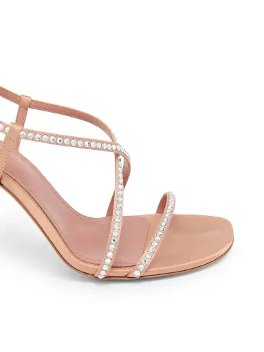 Amina Muaddi Women's Sally 95MM Crystal-Embellished Silk Sandals - Latte Satin White Crystals | Thumbnail 5 Amina Muaddi Women's Sally 95MM Crystal-Embellished Silk Sandals - Latte Satin White Crystals | Thumbnail 5