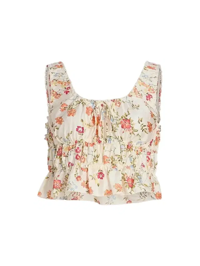 Women's Amber Floral Cotton Crop Camisole - Peach Women's Amber Floral Cotton Crop Camisole - Peach