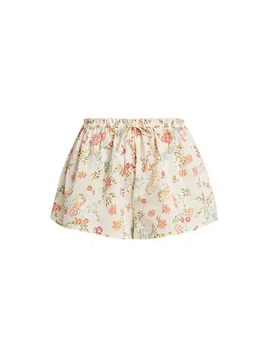 Papinelle Women's Amber Printed Cotton Sateen Shorts - Peach | Thumbnail 1 Papinelle Women's Amber Printed Cotton Sateen Shorts - Peach | Thumbnail 1