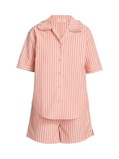Papinelle Women's Butterscotch Striped Cotton Short Pajamas - Butterscotch | Thumbnail 1 Papinelle Women's Butterscotch Striped Cotton Short Pajamas - Butterscotch | Thumbnail 1