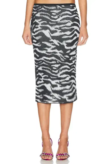 The Attico Midi Zebra Skirt | Thumbnail 1 The Attico Midi Zebra Skirt | Thumbnail 1