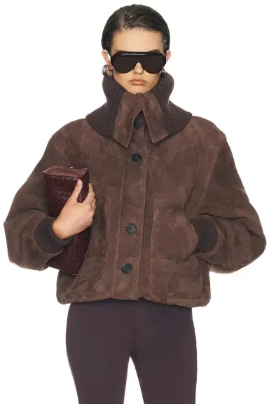 THE ATTICO Suede Bomber Jacket | Thumbnail 1 THE ATTICO Suede Bomber Jacket | Thumbnail 1