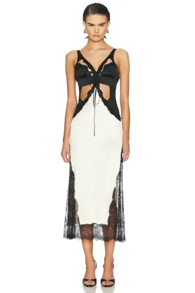 THE ATTICO Cut Out Lace Midi Dress | Thumbnail 1 THE ATTICO Cut Out Lace Midi Dress | Thumbnail 1
