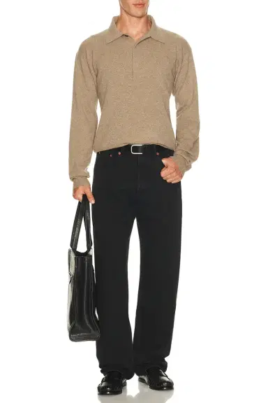 Saint Laurent Loose Fit Long Sleeve Polo | Thumbnail 3 Saint Laurent Loose Fit Long Sleeve Polo | Thumbnail 3