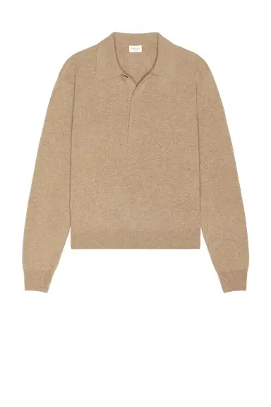 Saint Laurent Loose Fit Long Sleeve Polo | Thumbnail 4 Saint Laurent Loose Fit Long Sleeve Polo | Thumbnail 4