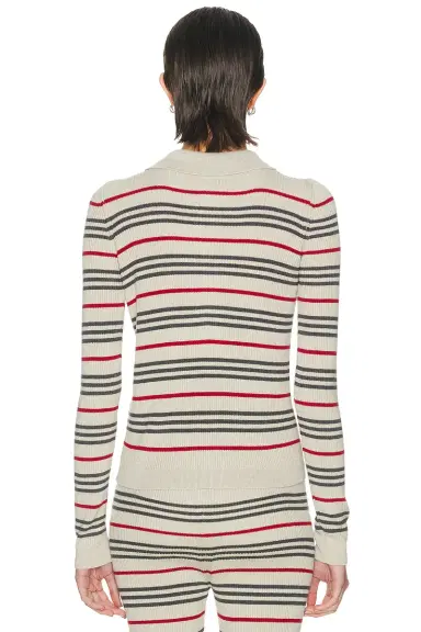The Elder Statesman Libeccio Stripe Polo Sweater | Thumbnail 3 The Elder Statesman Libeccio Stripe Polo Sweater | Thumbnail 3