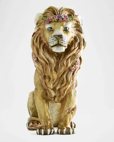 Jay Strongwater Majestic Lion with Flowers Figurine | Thumbnail 2 Jay Strongwater Majestic Lion with Flowers Figurine | Thumbnail 2