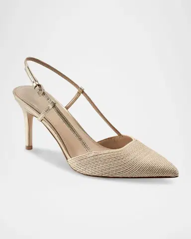 Marc Fisher LTD Flory Metallic Leather and Raffia Slingback Pumps | Thumbnail 2 Marc Fisher LTD Flory Metallic Leather and Raffia Slingback Pumps | Thumbnail 2
