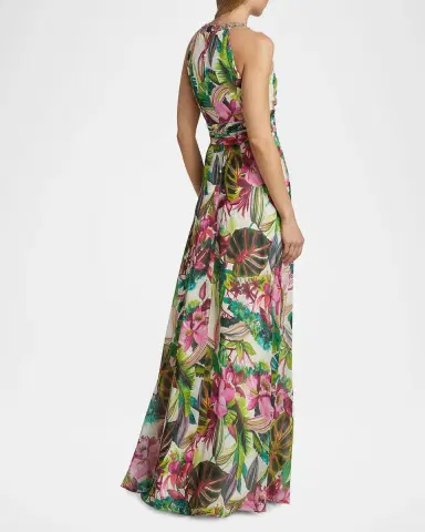 Rickie Freeman for Teri Jon Embellished Floral Chiffon Gown | Thumbnail 3 Rickie Freeman for Teri Jon Embellished Floral Chiffon Gown | Thumbnail 3