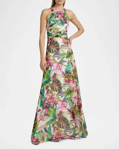 Rickie Freeman for Teri Jon Embellished Floral Chiffon Gown | Thumbnail 4 Rickie Freeman for Teri Jon Embellished Floral Chiffon Gown | Thumbnail 4