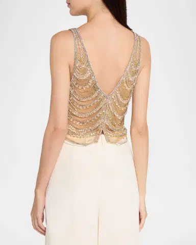 LAPOINTE Draped Crystal Embellished Tulle Sleeveless Top | Thumbnail 3 LAPOINTE Draped Crystal Embellished Tulle Sleeveless Top | Thumbnail 3