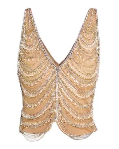 LAPOINTE Draped Crystal Embellished Tulle Sleeveless Top | Thumbnail 1 LAPOINTE Draped Crystal Embellished Tulle Sleeveless Top | Thumbnail 1
