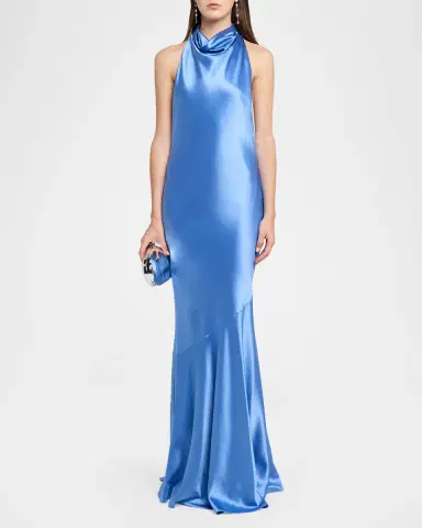 Retrofete Idonie Halter Satin Dress | Thumbnail 2 Retrofete Idonie Halter Satin Dress | Thumbnail 2