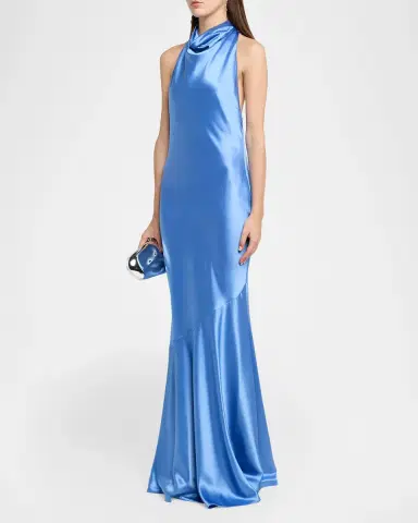 Retrofete Idonie Halter Satin Dress | Thumbnail 4 Retrofete Idonie Halter Satin Dress | Thumbnail 4