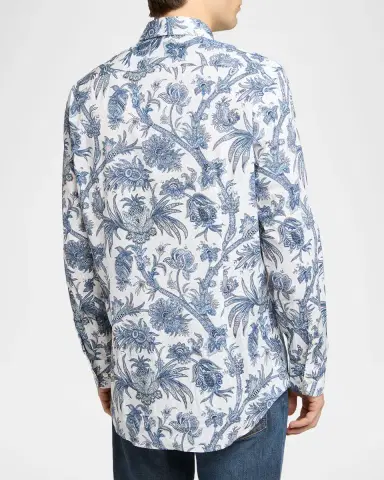 Etro Men 's Floral Paisley Stretch Cotton Sport Shirt | Thumbnail 2 Etro Men 's Floral Paisley Stretch Cotton Sport Shirt | Thumbnail 2