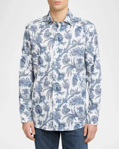 Etro Men 's Floral Paisley Stretch Cotton Sport Shirt | Thumbnail 3 Etro Men 's Floral Paisley Stretch Cotton Sport Shirt | Thumbnail 3