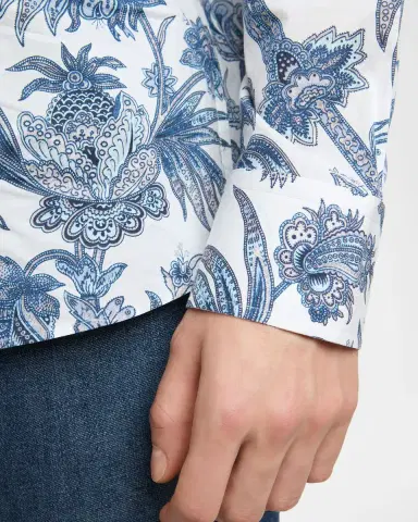 Etro Men 's Floral Paisley Stretch Cotton Sport Shirt | Thumbnail 4 Etro Men 's Floral Paisley Stretch Cotton Sport Shirt | Thumbnail 4