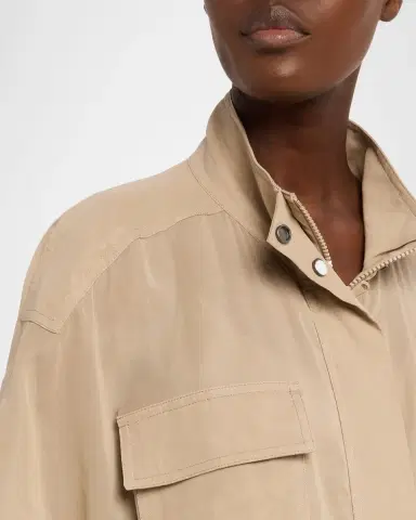 Brunello Cucinelli Short-Sleeve Cotton Utility Midi Dress | Thumbnail 8 Brunello Cucinelli Short-Sleeve Cotton Utility Midi Dress | Thumbnail 8