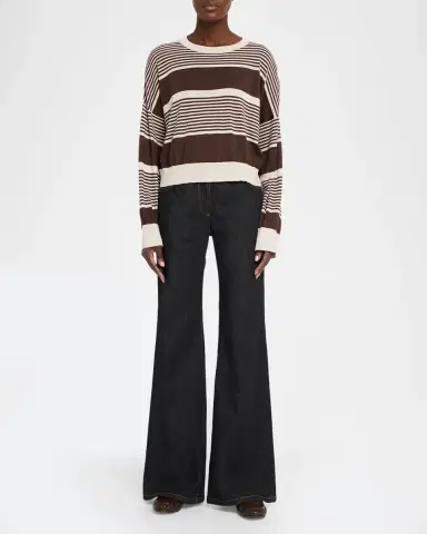Brunello Cucinelli Shimmering Striped Cashmere-Silk Crewneck Sweater | Thumbnail 2 Brunello Cucinelli Shimmering Striped Cashmere-Silk Crewneck Sweater | Thumbnail 2
