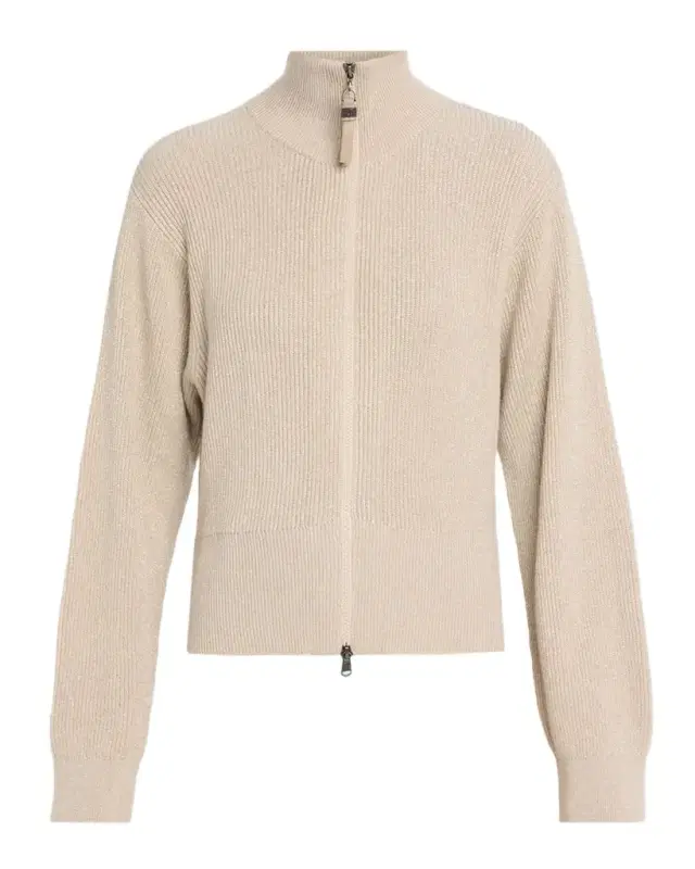 Sparkly Cashmere Rib Long-Sleeve Zip Cardigan Sparkly Cashmere Rib Long-Sleeve Zip Cardigan