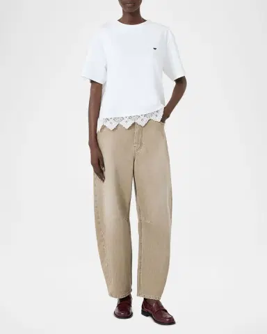 Weekend Max Mara Lace-Hem Cotton T-Shirt | Thumbnail 2 Weekend Max Mara Lace-Hem Cotton T-Shirt | Thumbnail 2