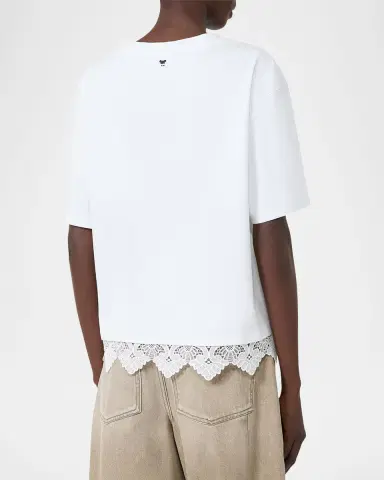Weekend Max Mara Lace-Hem Cotton T-Shirt | Thumbnail 3 Weekend Max Mara Lace-Hem Cotton T-Shirt | Thumbnail 3