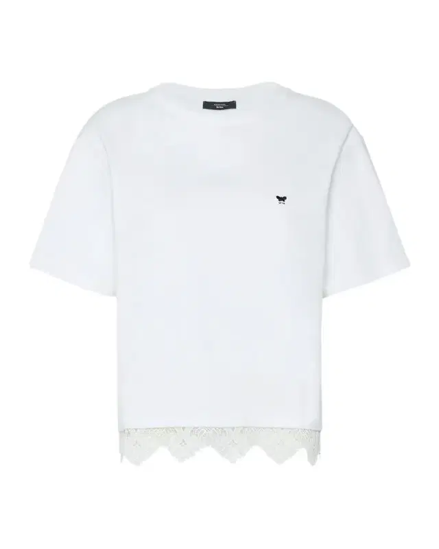 Lace-Hem Cotton T-Shirt Lace-Hem Cotton T-Shirt