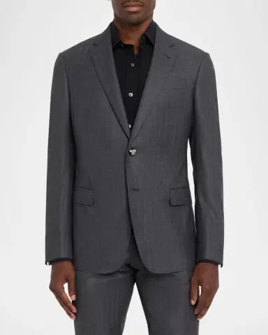 Giorgio Armani Men 's Wool Herringbone Single-Breasted Suit | Thumbnail 4 Giorgio Armani Men 's Wool Herringbone Single-Breasted Suit | Thumbnail 4