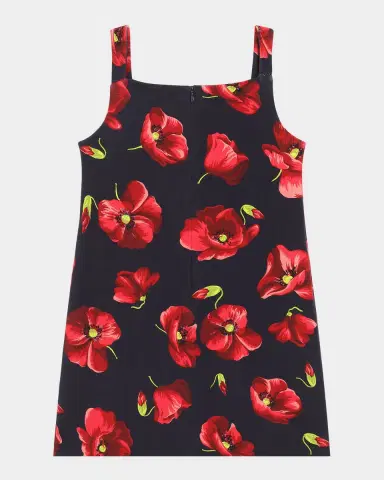 Dolce & Gabbana Girl's Poppy-Print Stretch Cotton Dress, Size -14 | Thumbnail 2 Dolce & Gabbana Girl's Poppy-Print Stretch Cotton Dress, Size -14 | Thumbnail 2