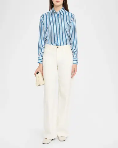 Max Mara Striped Silk Button-Down Shirt | Thumbnail 2 Max Mara Striped Silk Button-Down Shirt | Thumbnail 2