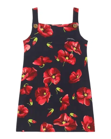 Dolce & Gabbana Girl's Poppy-Print Stretch Cotton Dress, Size 2-6 | Thumbnail 1 Dolce & Gabbana Girl's Poppy-Print Stretch Cotton Dress, Size 2-6 | Thumbnail 1