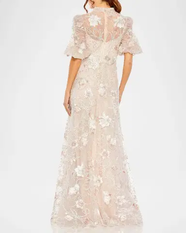 Mac Duggal Floral Appliqué A-Line Gown | Thumbnail 3 Mac Duggal Floral Appliqué A-Line Gown | Thumbnail 3