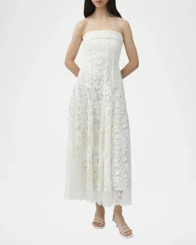 Simkhai Imogen Strapless Cotton Lace Midi Dress | Thumbnail 2 Simkhai Imogen Strapless Cotton Lace Midi Dress | Thumbnail 2