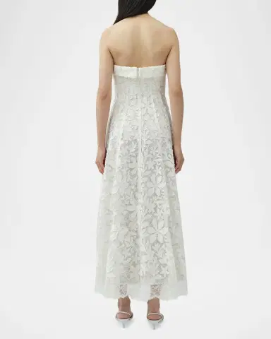 Simkhai Imogen Strapless Cotton Lace Midi Dress | Thumbnail 3 Simkhai Imogen Strapless Cotton Lace Midi Dress | Thumbnail 3