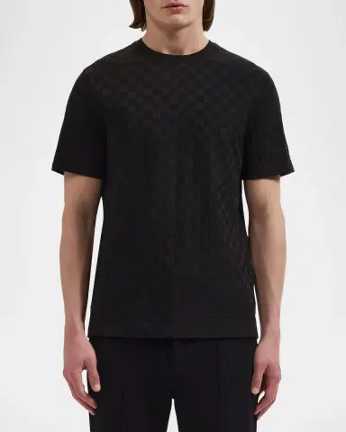 Bugatchi Men 's Checked Cotton T-Shirt | Thumbnail 4 Bugatchi Men 's Checked Cotton T-Shirt | Thumbnail 4