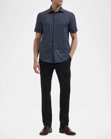Bugatchi Men's Geometric Stretch-Cotton Shirt | Thumbnail 2 Bugatchi Men's Geometric Stretch-Cotton Shirt | Thumbnail 2