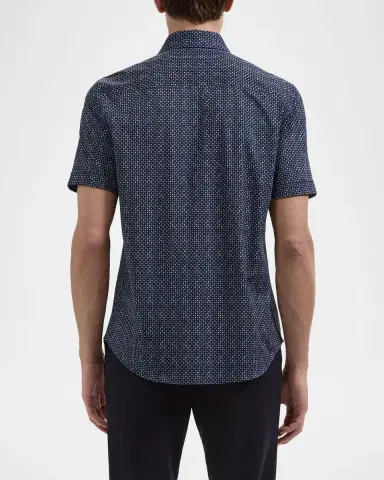 Bugatchi Men's Geometric Stretch-Cotton Shirt | Thumbnail 3 Bugatchi Men's Geometric Stretch-Cotton Shirt | Thumbnail 3