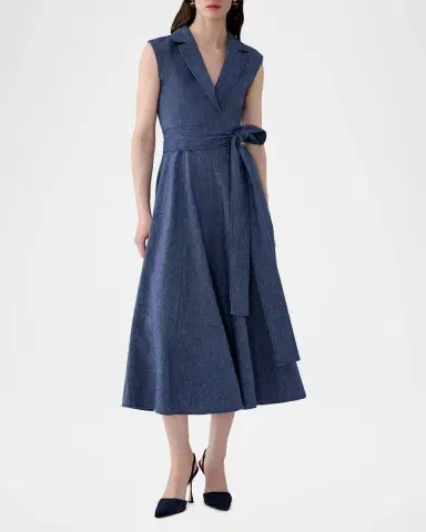 Carolina Herrera Linen-Blend Sleeveless Trench Midi Dress | Thumbnail 2 Carolina Herrera Linen-Blend Sleeveless Trench Midi Dress | Thumbnail 2