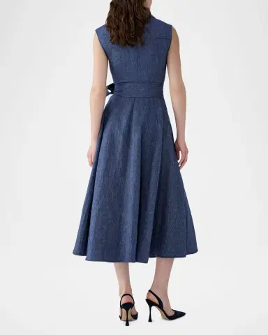 Carolina Herrera Linen-Blend Sleeveless Trench Midi Dress | Thumbnail 3 Carolina Herrera Linen-Blend Sleeveless Trench Midi Dress | Thumbnail 3