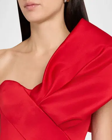 Atelier Prabal Gurung One-Shoulder Bow Satin Column Gown | Thumbnail 5 Atelier Prabal Gurung One-Shoulder Bow Satin Column Gown | Thumbnail 5