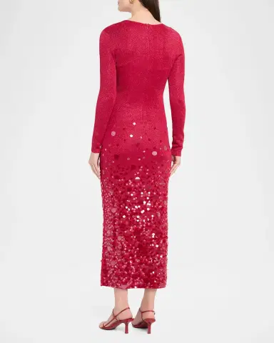 Carolina Herrera Sequined Long-Sleeve Shimmering Jersey Midi Dress | Thumbnail 3 Carolina Herrera Sequined Long-Sleeve Shimmering Jersey Midi Dress | Thumbnail 3