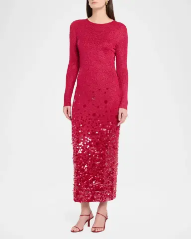 Carolina Herrera Sequined Long-Sleeve Shimmering Jersey Midi Dress | Thumbnail 4 Carolina Herrera Sequined Long-Sleeve Shimmering Jersey Midi Dress | Thumbnail 4