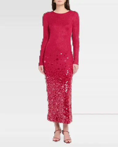 Carolina Herrera Sequined Long-Sleeve Shimmering Jersey Midi Dress | Thumbnail 6 Carolina Herrera Sequined Long-Sleeve Shimmering Jersey Midi Dress | Thumbnail 6